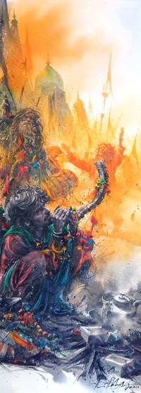 Ali Abbas, 11 x 30 inch, Watercolor on Paper, Figurative Painting, AC-AAB-328